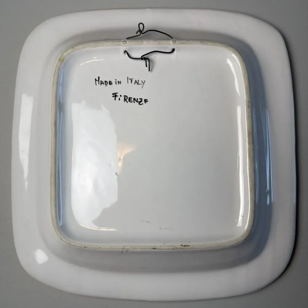 VTG Square Fruit Design Wall‎ Plate Signed Made In Florence Italy 10.75